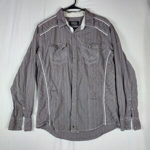 Buckle Black Striped Shirt Men’s Medium M Snap Button Long Sleeve Cotton Blend